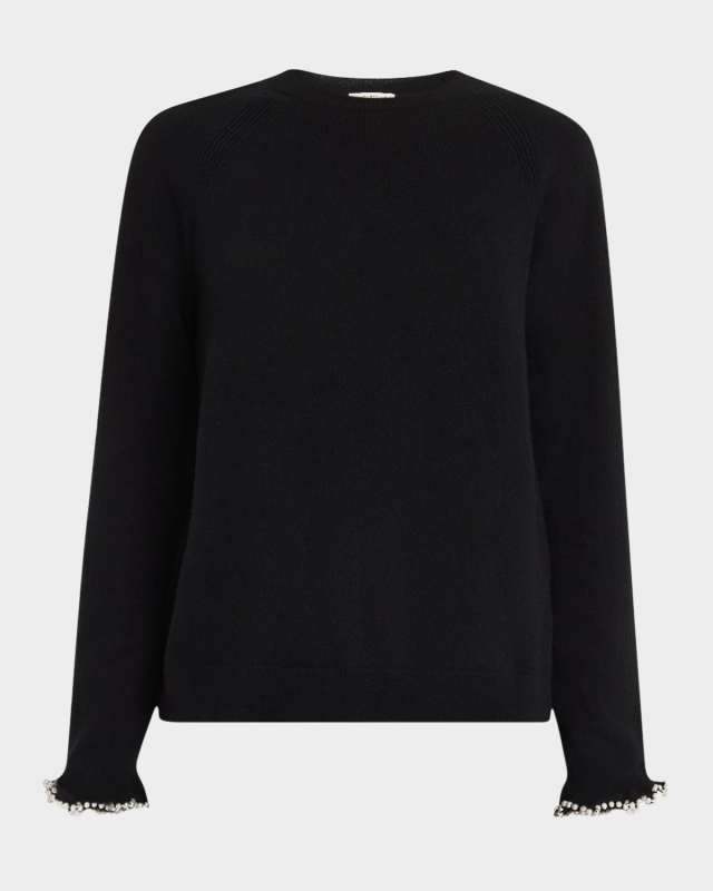 Bead-Trim Cashmere Sweater